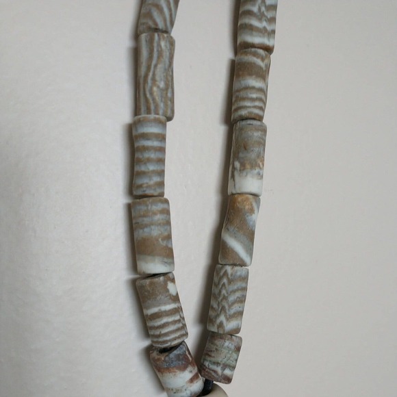 CLAY POTTERY BEADED Medallion PENDANT NECKLACE Earth Tone Nature Natural Gorp - Picture 4 of 7